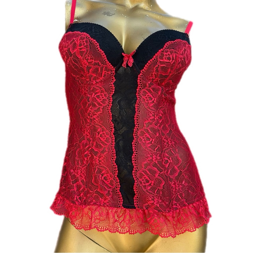 Y2K Frederick’s of Hollywood lace bustier corset style top size L, padded bust